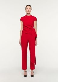 High Neck Wool Silk Bow Detail Top at Roland Mouret
