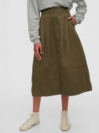 High Rise Khaki Midi Skirt at Gap