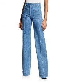 High-Rise Patch Pocket Denim Jeans at Neiman Marcus