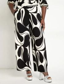 High Rise Printed Wide Leg Pant Cookies And Cream Eloquii at Eloquii