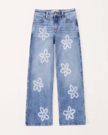 High Rise Wide Leg Jeans in Flower Pattern at Abercrombie