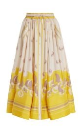 High Tide Gathered Silk Midi Skirt By Zimmermann at Moda Operandi