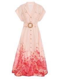 High Tide Shirt Midi Dress Pink Ikat Floral Online Zimmermann at Zimmermann