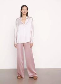 High Waist Satin Flare Pant in Wide Leg at Vince