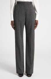 High Waist Wool Blend Slub Straight Leg Pants at Nordstrom