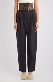 High Waist Wool Gabardine Straight Leg Pants with Leather Belt at Nordstrom