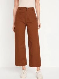 High Waisted Cropped Wide Leg Pants at Old Navy