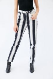 High-Waisted Mom Jean – Black + White Stripe at Urban Outfitters