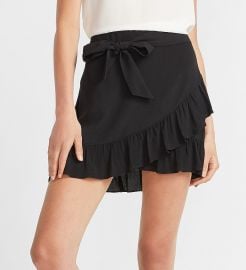 High Waisted Ruffle Tie Mini Skirt at Express