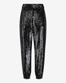 High Waisted Sequin Joggers at Express