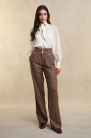 High Waisted Straight Trouser Clarence Check Merlot Holland Cooper US at Holland Cooper