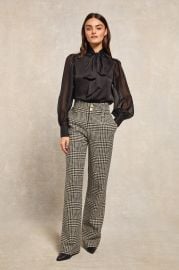 High Waisted Straight Trouser Large Scale Prince of Wales Mono Holland Cooper US at Holland Cooper