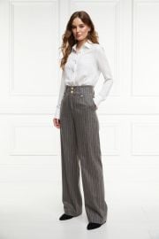 High Waisted Straight Trouser Soft Grey Pinstripe Holland Cooper at Holland Cooper