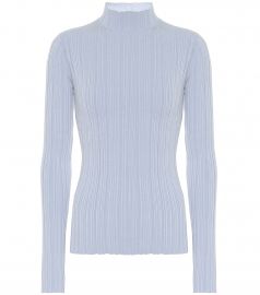 High-neck ribbed cotton-blend top at Mytheresa