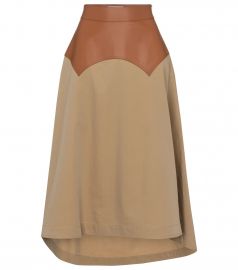 High-rise cotton and leather skirt at Mytheresa