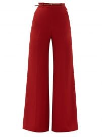 High-rise leather-belted crepe wide-leg trousers at Matches