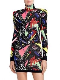 Highneck 80s Jacquard Mini Dress at Saks Fifth Avenue