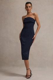 Highway Navy Pinstripe Strapless Midi Dress Club L London - USA at Club L London