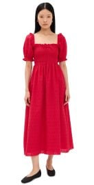 Hill House Home The Scarlett Midi Nap Dress Red Daisy Check Eyelet XS at Shopbop