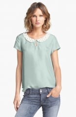 Hinge Embellished Collar Silk Top at Nordstrom