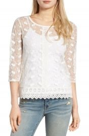 Hinge Embroidered Mesh Top at Nordstrom