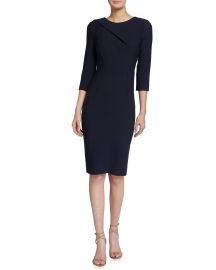 Hisley 3/4-Sleeve Crepe Dress at Neiman Marcus