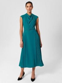 Hobbs Sierra Cowl Neck Midi Dress Lagoon Green at John Lewis amp Partners at John Lewis