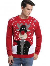 Holiday Reindeer Snowman Santa Snowflakes Sweater by Daisys Boutique at Amazon