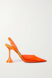 Holli Glass Neon PVC Slingback Pumps by Amina Muaddi at Net A Porter