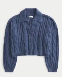 Hollister Easy Long Sleeve Cable Knit Polo Sweater at Hollister