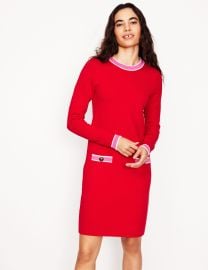 Holly Knitted Shift Dress-Poppy Red Boden USA at Boden