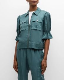 Holly Short-Sleeve Sateen Jacket at Neiman Marcus