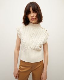 Holton Lambswool Cable Knit Vest at Veronica Beard