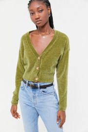 Honey Plush Cropped Cardigan at Urban Outfitters