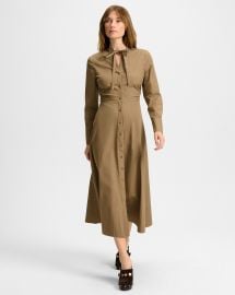 Honora Midi Shirtdress in Brown Lichen at Veronica Beard