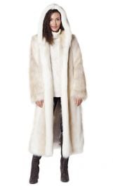 Hooded Full Length Faux Fur Coat by Fabulous Furs at Fabulous Furs