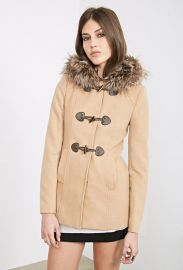 Hooded Toggle Topcoat  Forever 21 - Camel at Forever 21