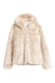 Hooded faux fur jacket at H&M