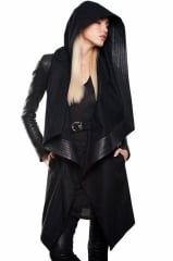 Hooded wool coat at Skingraft