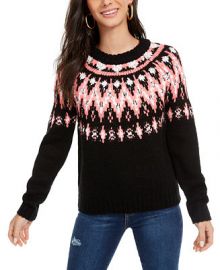 Hooked Up by IOT Hooked Up Juniors  Fair Isle Crewneck Sweater    Reviews - Sweaters - Juniors - Macy s at Macys