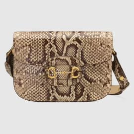 Horsebit 1955 python small shoulder bag in natural color US at Gucci