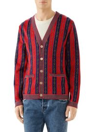 Horsebit Stripe Cotton Blend Cardigan at Nordstrom