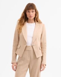 Hosanna Khaki Linen Dickey Jacket in Khaki Melange at Veronica Beard