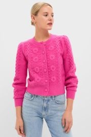 Hot Pink Embroidered Floral Frankie Cardigan Hyacinth House at Tuckernuck