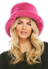 Hot Pink Faux Fur Bucket Hat at Fabulous Furs