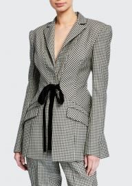 Houndstooth Checked Velvet Tie-Waist Blazer by Prabal Gurung at Bergdorf Goodman