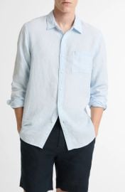 Houndstooth Classic Fit Linen Button-Up Shirt at Nordstrom