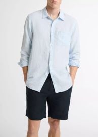 Houndstooth Linen Button-Front Shirt in Products Men at Vince