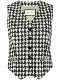 Houndstooth Single Breasted Waistcoat by Gucci at Farfetch