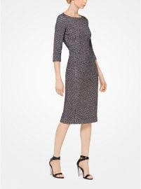 Houndstooth Stretch Metallic Jacquard Sheath Dress at Michael Kors